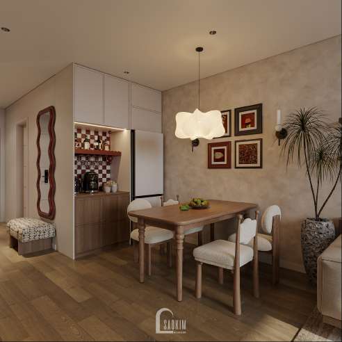 Thiết kế nội thất phòng bếp chung cư phong cách Mid-century - Vẻ Đẹp Đến Từ Sự Chỉn Chu - Khai Sơn City